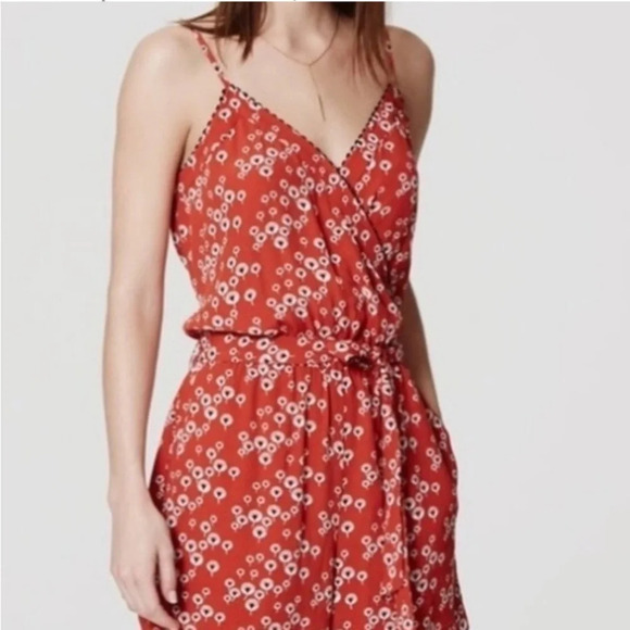 Loft Faux Wrap Black Fringe Detail Romper Size L - Picture 1 of 8